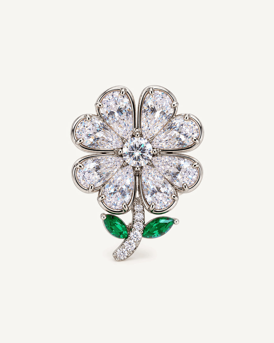 Aili Clear Zircon Clover Brooch