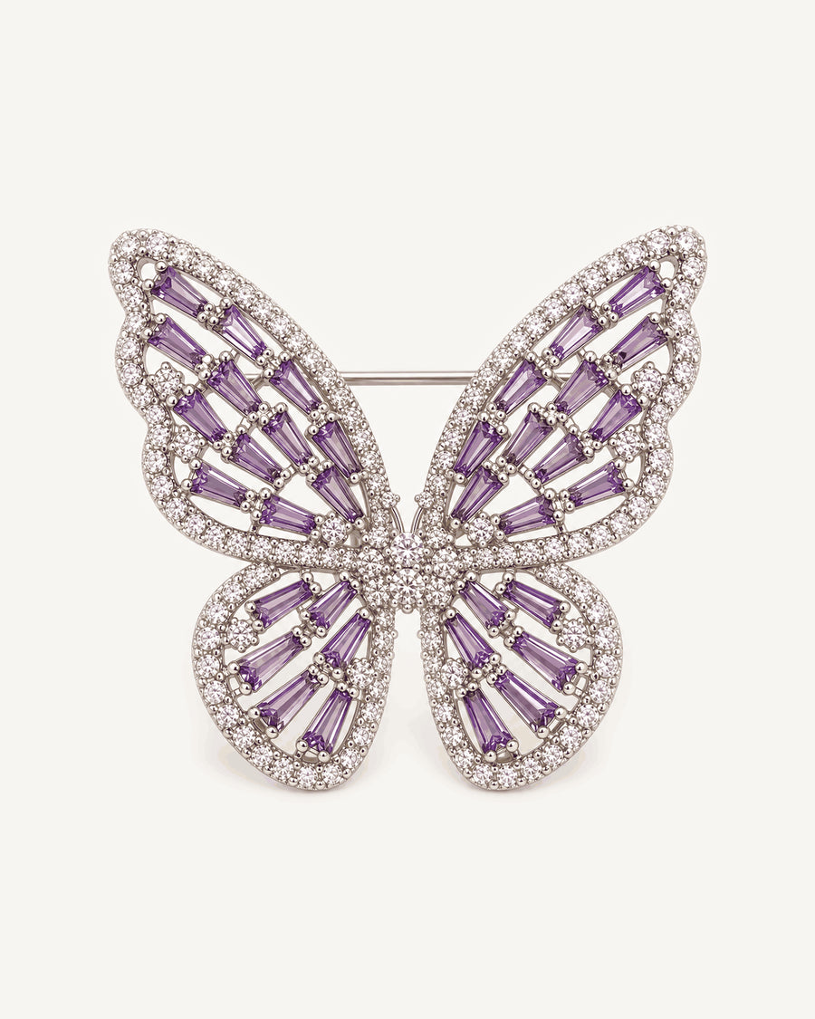 Enni butterfly brooch in Silver & Purple.