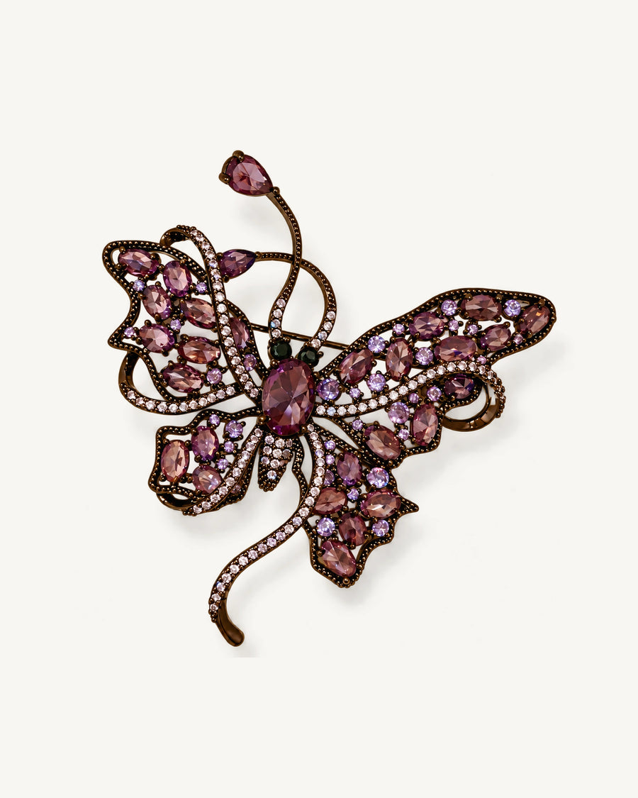 Nemi Smoky Purple Butterfly Brooch