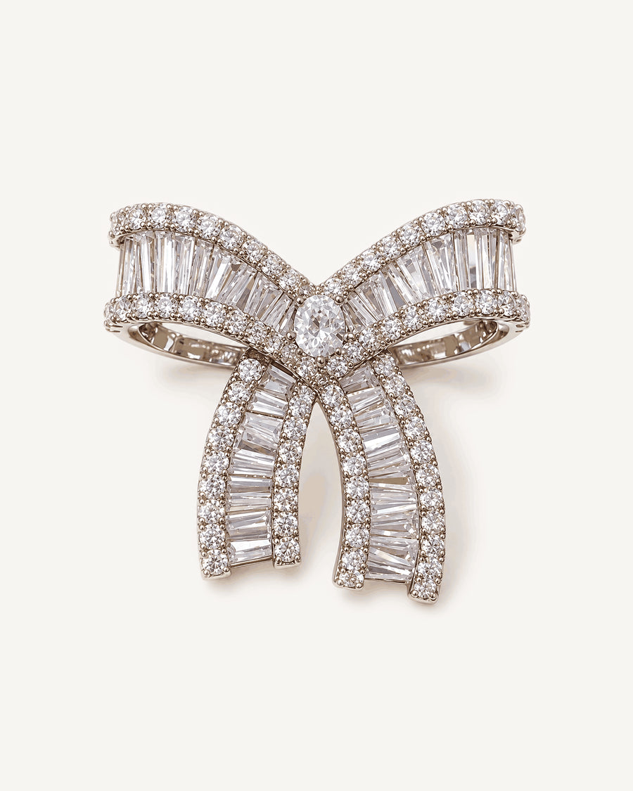 Salla Baguette Zircon Bow Brooch