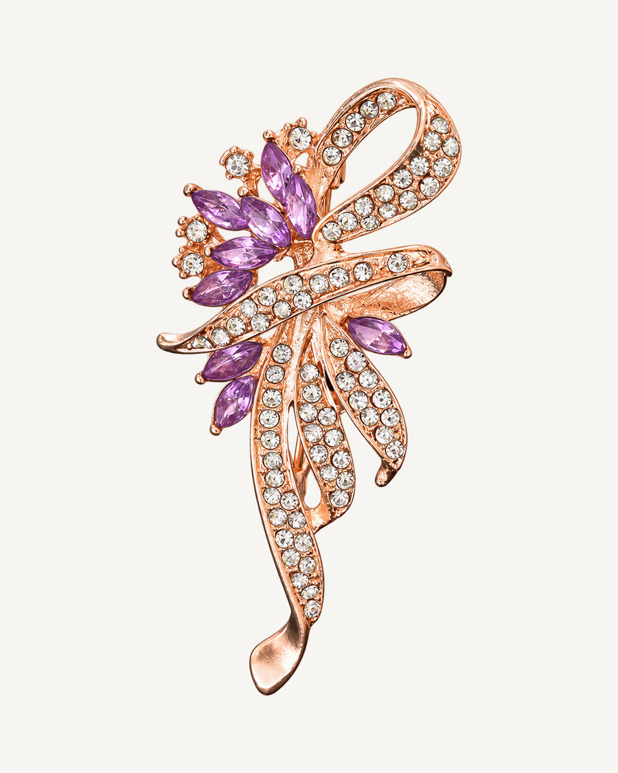 Elowen Crystal Spray Brooch on a soft warm grey background