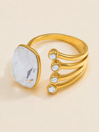 Gold adjustable crystal ring product view