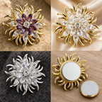 Four detail views of the Meri Magnetic Bloom Brooch colourways and magnetic fastening