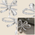 Four detail views of the Sylvi Crystal Ribbon Brooch