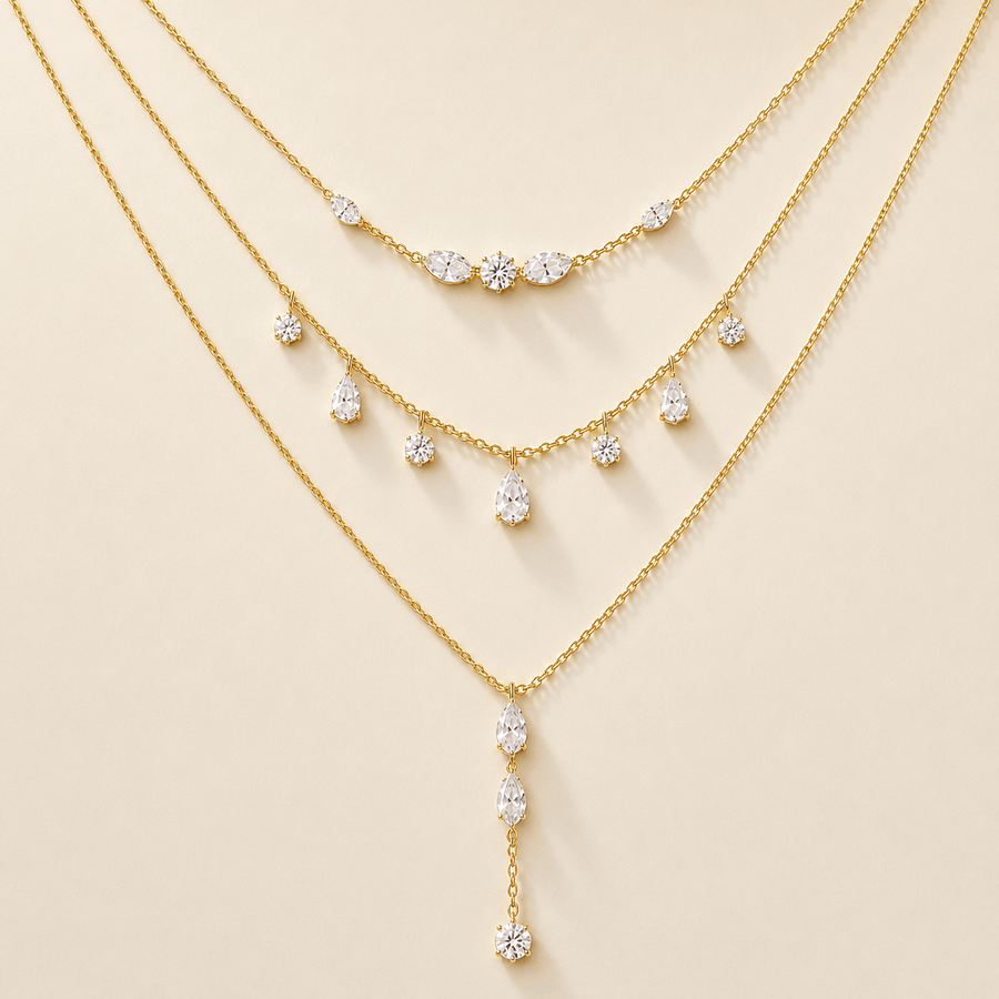 Aurelia Gold Layered Crystal Necklace Set