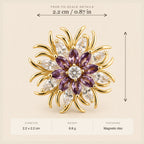 Meri Magnetic Bloom Brooch size guide showing 2.2 by 2.2 centimetres