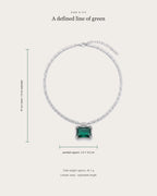 Ruutu necklace size guide showing a 47 centimeter chain, 9 centimeter extender and pendant dimensions