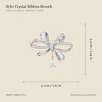Sylvi Crystal Ribbon Brooch size guide showing 4.1 by 3.4 centimetres