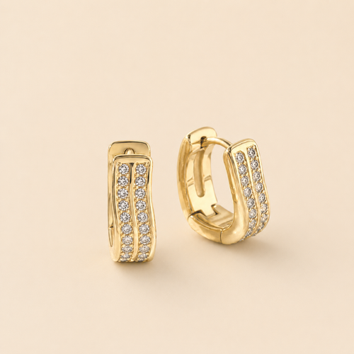 Kide Crystal Huggie Earrings in gold tone