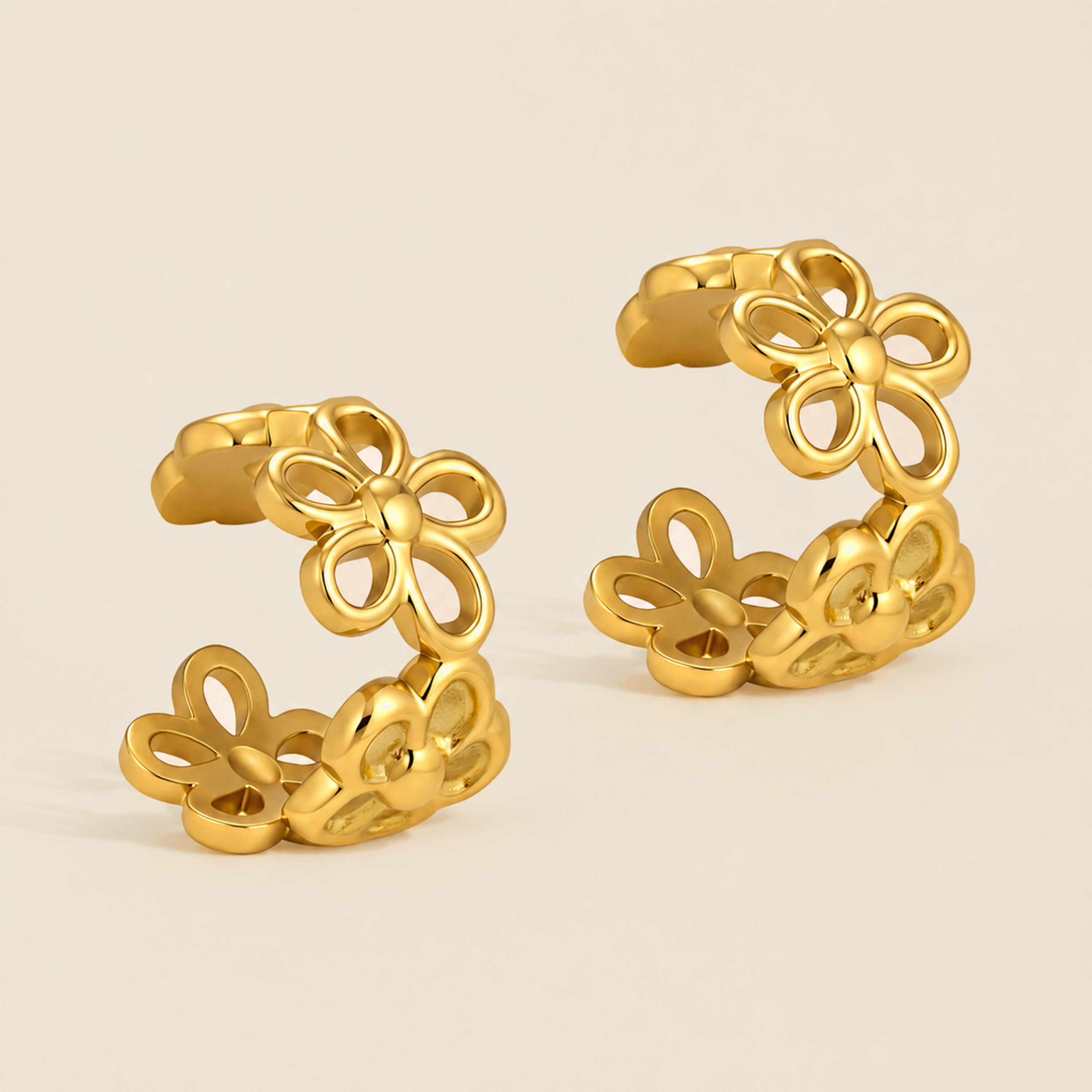 Lumme Bloom Ear Cuff Earrings in gold tone