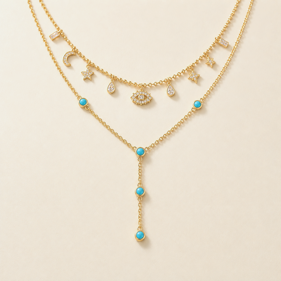 Nocturne Celestial Eye Layered Necklace Set