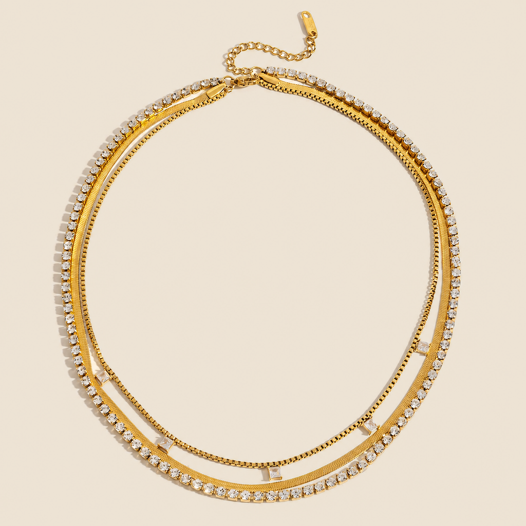 Vesper Line Layered Necklace studio view