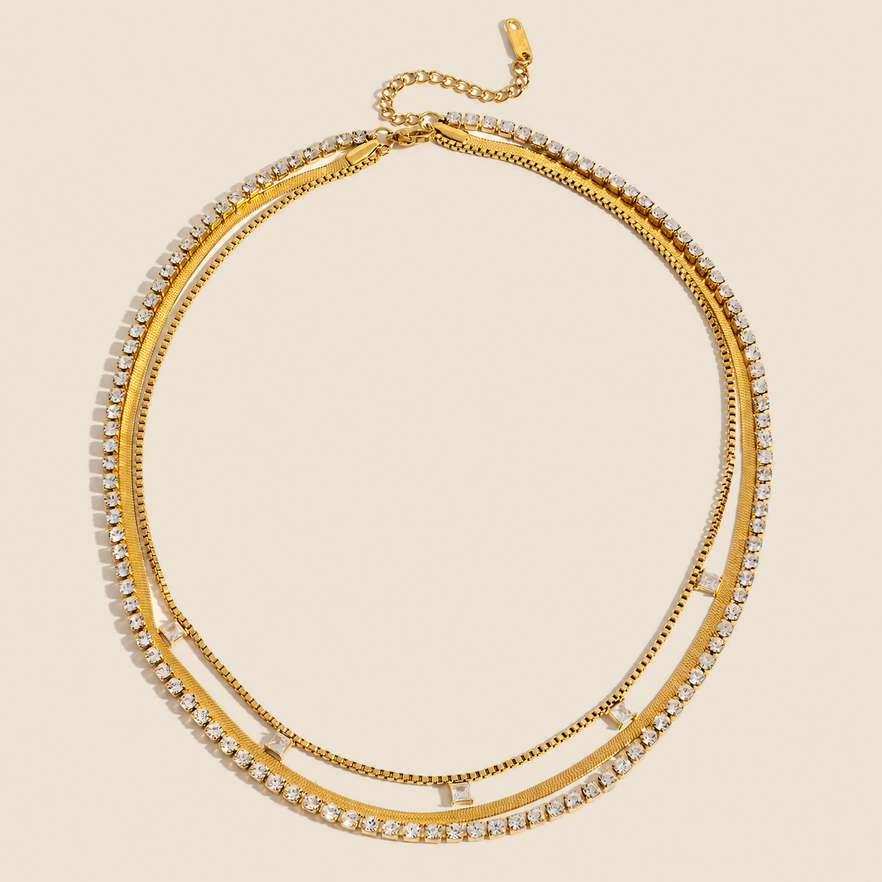Vesper Line Layered Necklace studio view