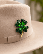 Toivo Green Crystal Four-Leaf Clover Brooch