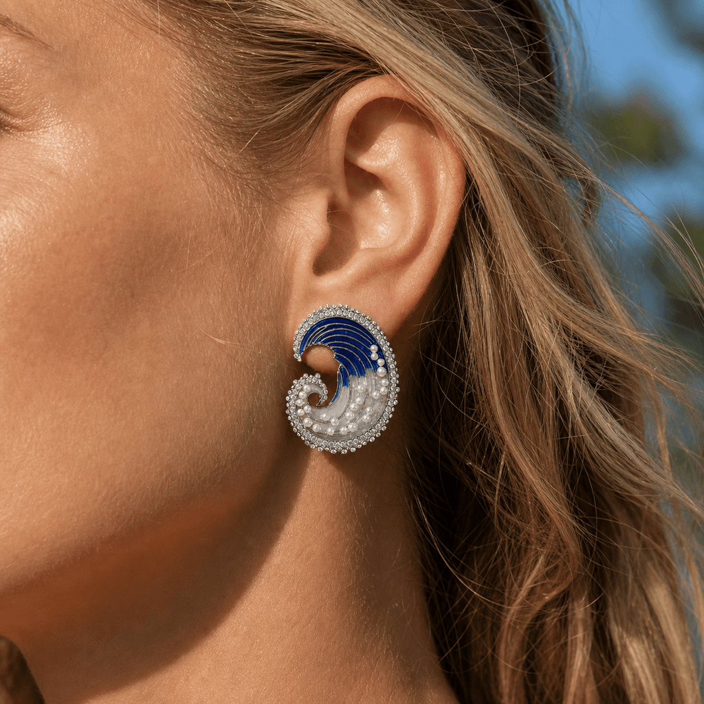 Marea Crystal Wave Stud Earrings
