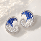 Marea Crystal Wave Stud Earrings