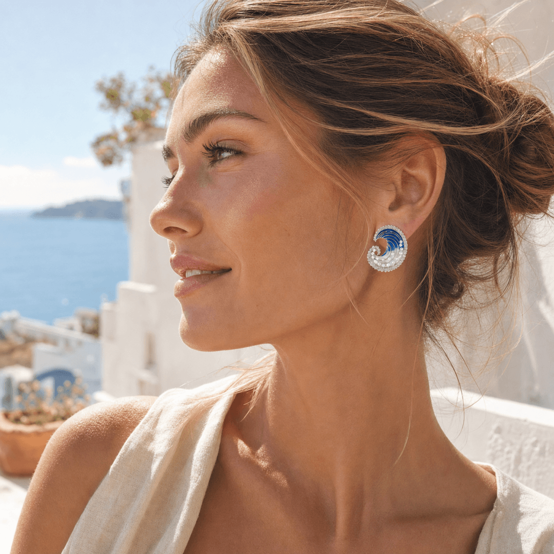Marea Crystal Wave Stud Earrings