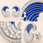 Marea Crystal Wave Stud Earrings