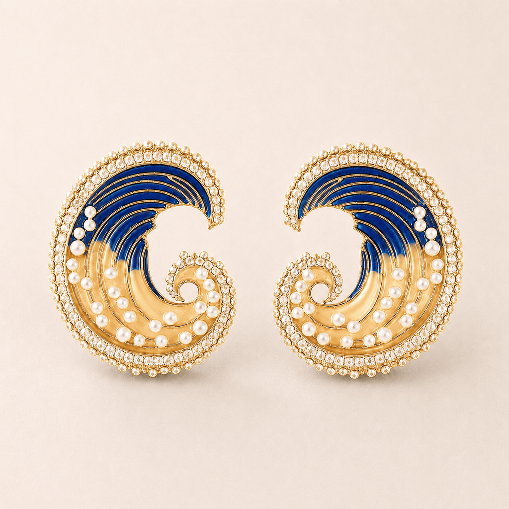 Marea Crystal Wave Stud Earrings