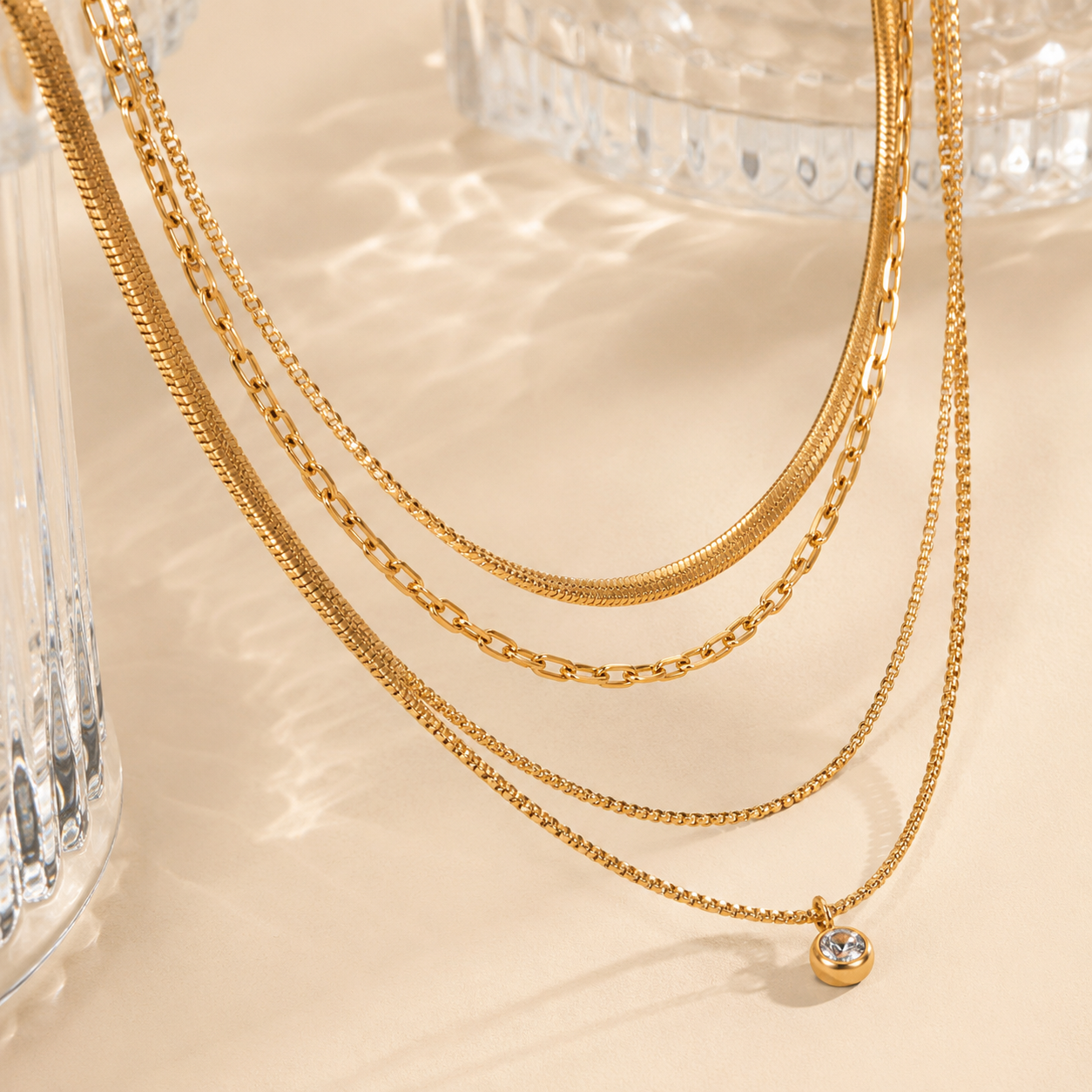 Sade Layered Gold Necklace showing balanced layers and pendant detail