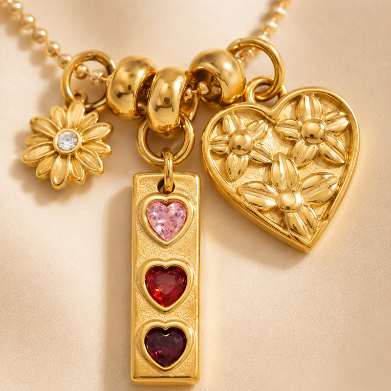 Gold-tone Lempi Daisy Charm Necklace with soft floral pendant detail
