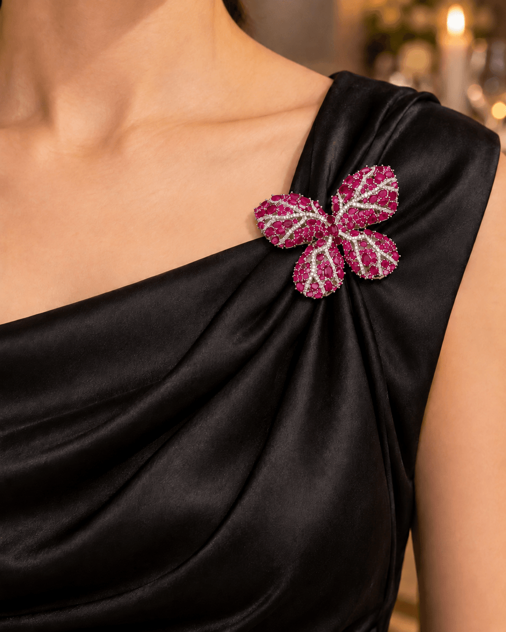 Raisa Red Corundum Butterfly Brooch