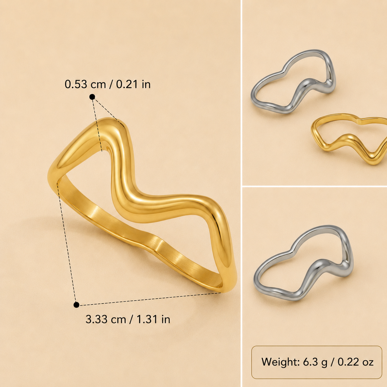 Aira Line Double Ring dimensions