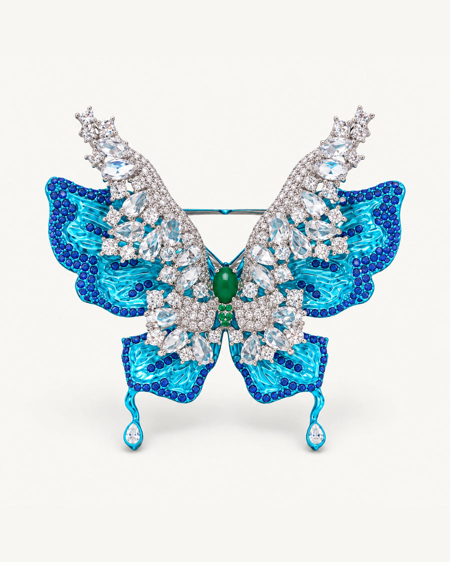 Airi Layered Blue Butterfly Brooch