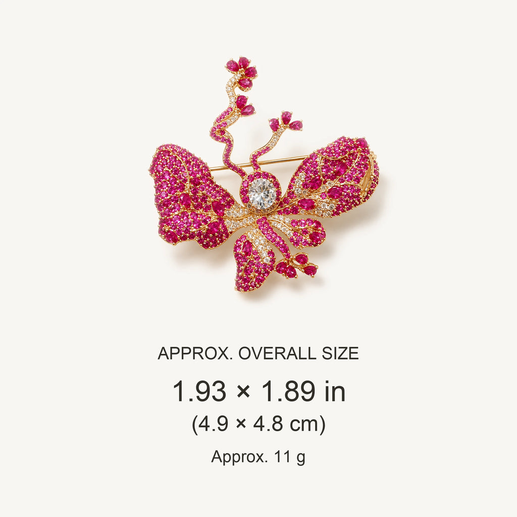 Anni Rose Pink Butterfly Brooch overall size: Approx. 1.93 × 1.89 in (4.9 × 4.8 cm); approximately 11 grams.