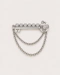 Avain Key Double Chain Brooch in silver-tone finish — product-only front view