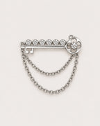 Avain Key Double Chain Brooch in silver-tone finish — product-only front view