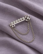 Avain Key Double Chain Brooch in silver-tone finish — product still life