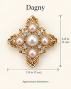 Dagny Pearl-Style Openwork Cross Brooch — approximate width and height guide