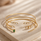 Elara Orbit Crystal Bangle product display on stone