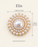 Elin Round Pearl-Style Cluster Brooch — approximate width and height guide