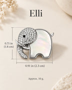 Elli Shell Elephant Magnetic Brooch size guide: 2.3 cm wide, 1.8 cm high, 10 g