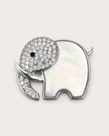 Elli Shell Elephant Magnetic Brooch, Silver & White, front product view