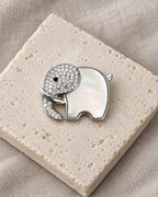 Elli Shell Elephant Magnetic Brooch, Silver & White, product still life