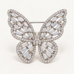 Complete Enni butterfly brooch in Silver & Clear.
