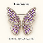 Enni Baguette Zircon Butterfly Brooch overall size: Approx. 1.34 × 1.14 in (3.4 × 2.9 cm).