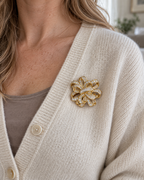 Elva Crystal Ribbon Rosette Brooch