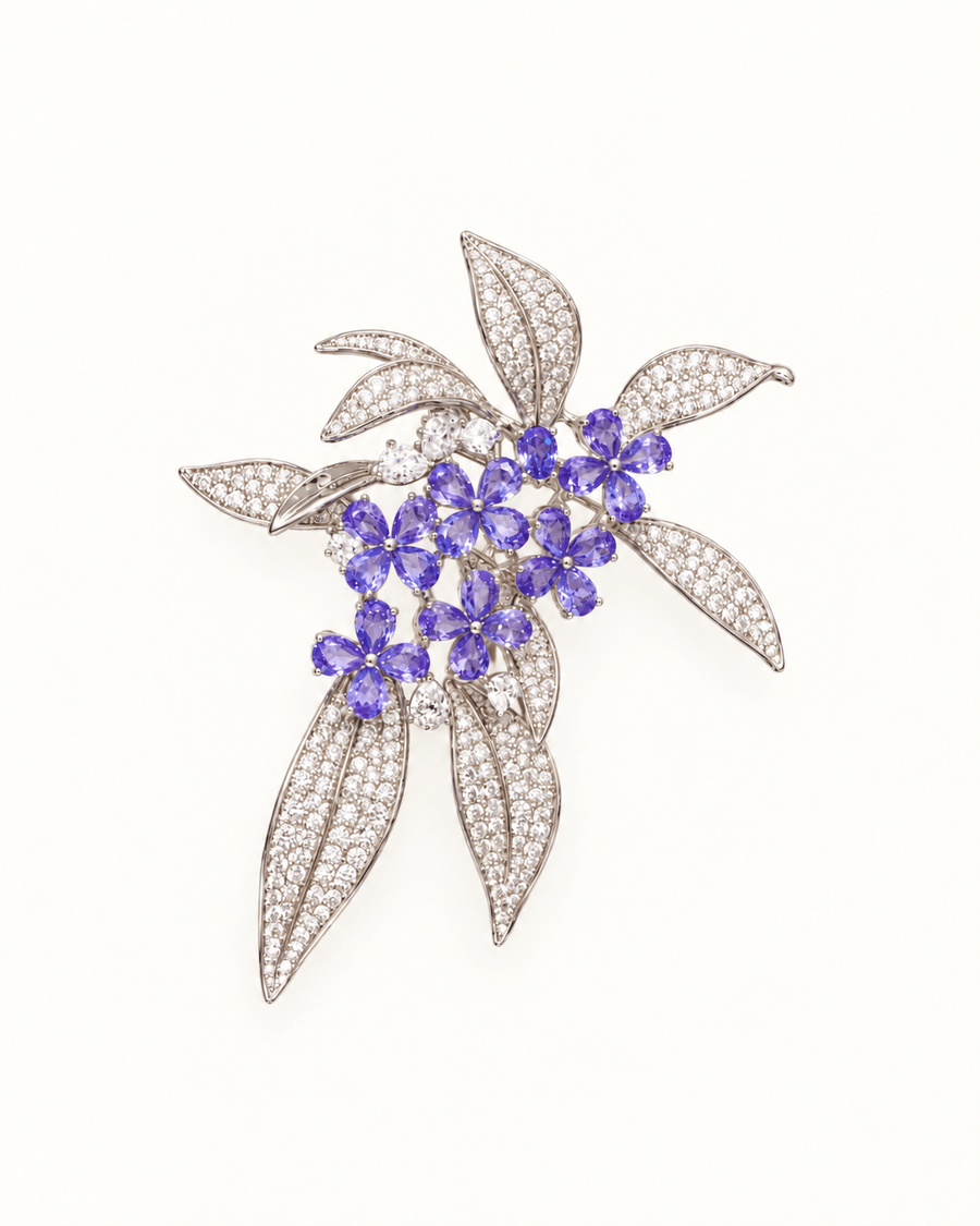 Violetta Purple Flower Cluster Brooch