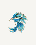 Fenix Sweeping Phoenix Brooch — Blue & Gold front view