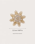 Halla Eight-Point Crystal Snowflake Brooch size guide showing approximately 2.2 centimetres in diameter