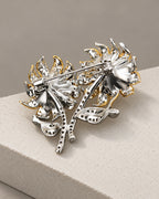 Helia Double Sunflower Brooch — reverse and hinged pin back