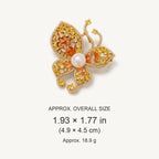 Kaisa Champagne Zircon Butterfly Brooch overall size: Approx. 1.93 × 1.77 in (4.9 × 4.5 cm); approximately 18.9 grams.