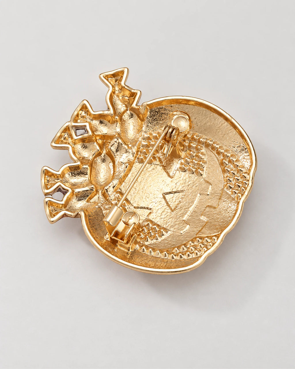 Karkki Candy Pumpkin Brooch reverse showing the pin fastening