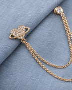 Keha Orbit Heart Lapel Chain Brooch in gold-tone finish; motif and chain detail