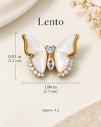 Lento Sculpted Butterfly Magnetic Brooch size guide: 2.7 cm wide, 2.1 cm high, 9 g