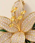 Lilja Stone-Set Lily Brooch — stone and metal detail close-up